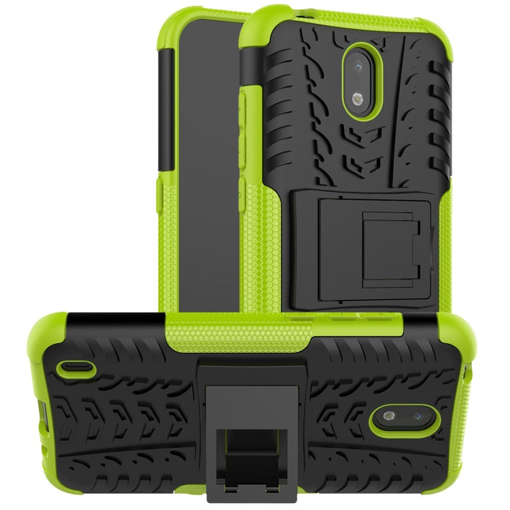 Nokia 1.3 Cool Tyre Håndværker Cover m. Stander - Sort / Grøn