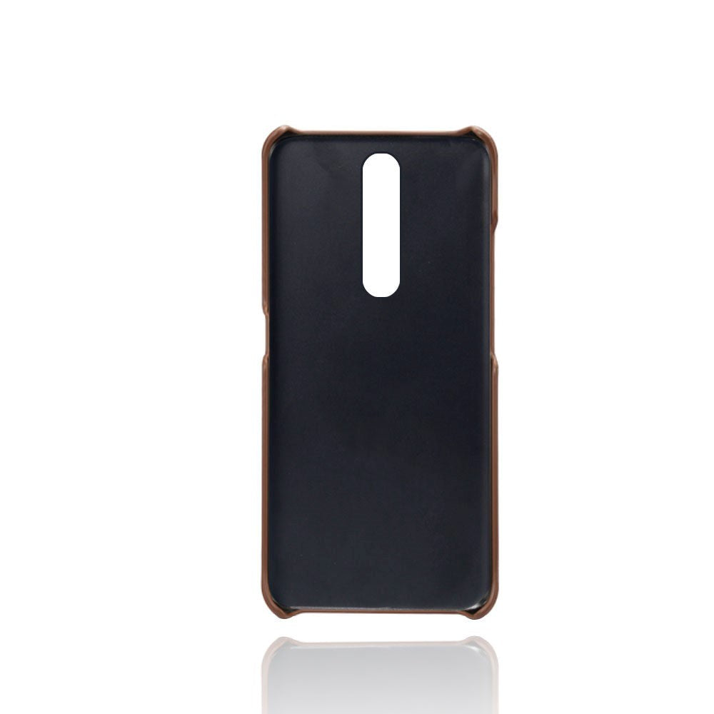 Nokia 2.4 Læderbetrukket Plastik Cover m. Kortholder - Brun