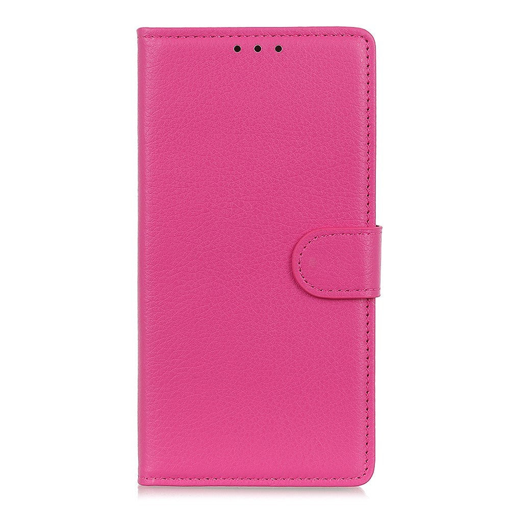 Nokia 2.4 Litchi Læder Cover m. Pung - Lyserød