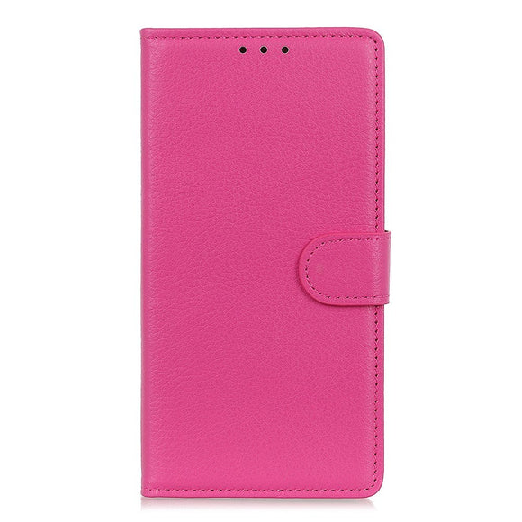 Nokia 2.4 Litchi Læder Cover m. Pung - Lyserød