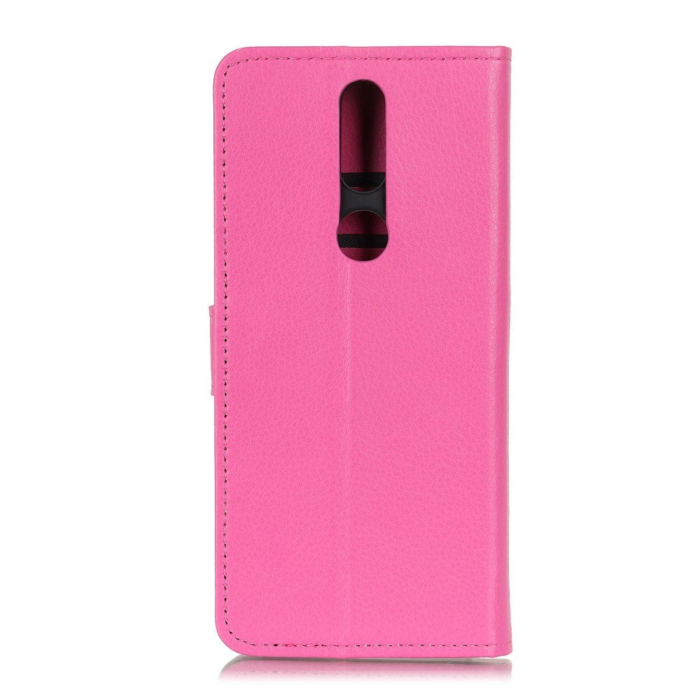 Nokia 2.4 Litchi Læder Cover m. Pung - Lyserød