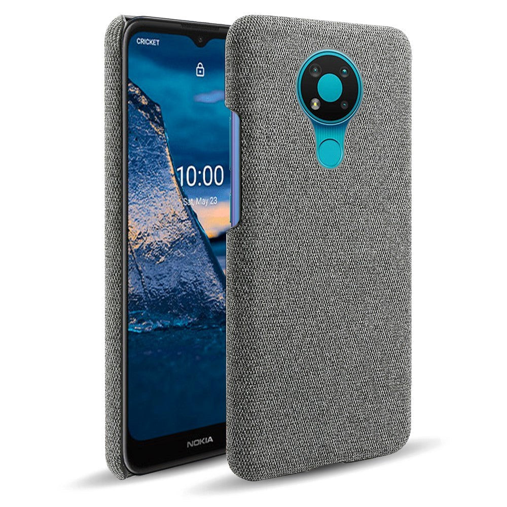 Nokia 3.4 Stofbetrukket Plastik Cover - Mørke Grå