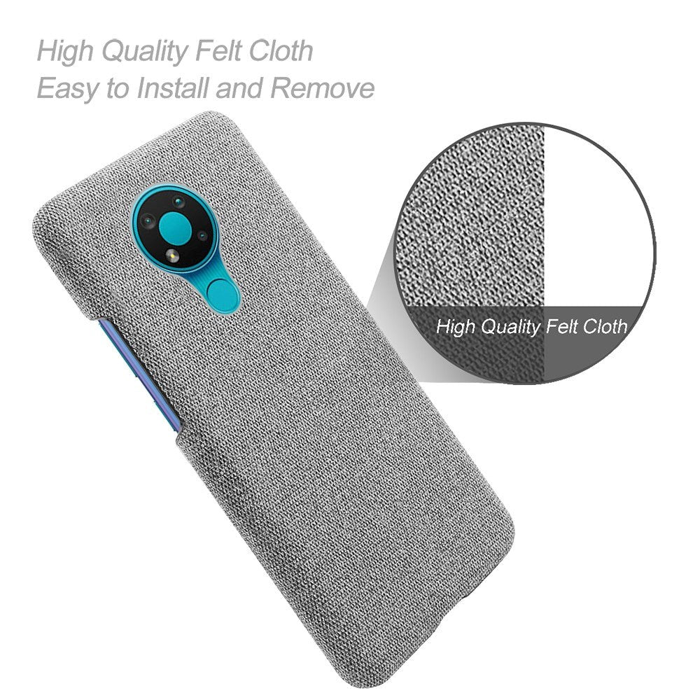 Nokia 3.4 Stofbetrukket Plastik Cover - Grå