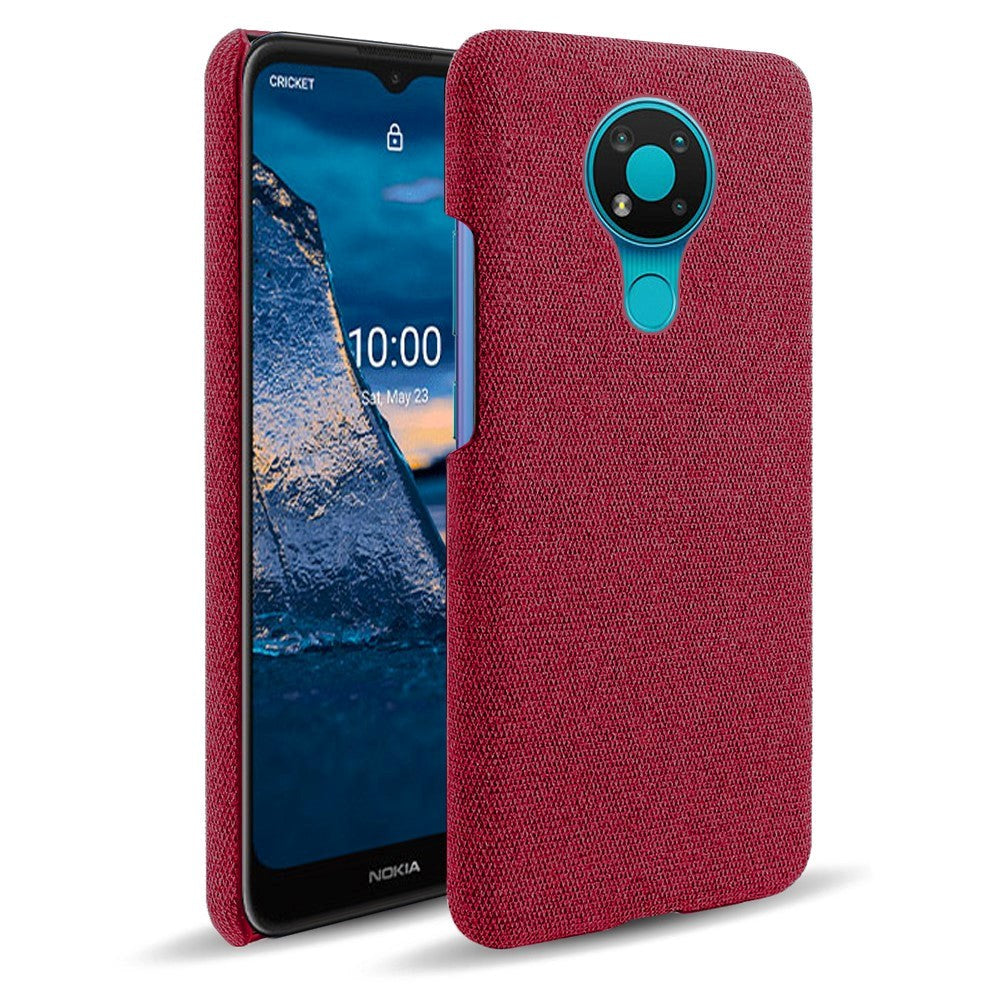 Nokia 3.4 Stofbetrukket Plastik Cover - Rød