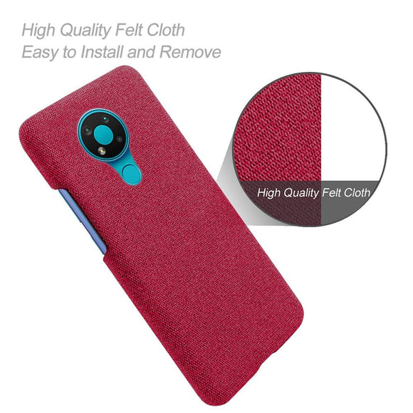 Nokia 3.4 Stofbetrukket Plastik Cover - Rød