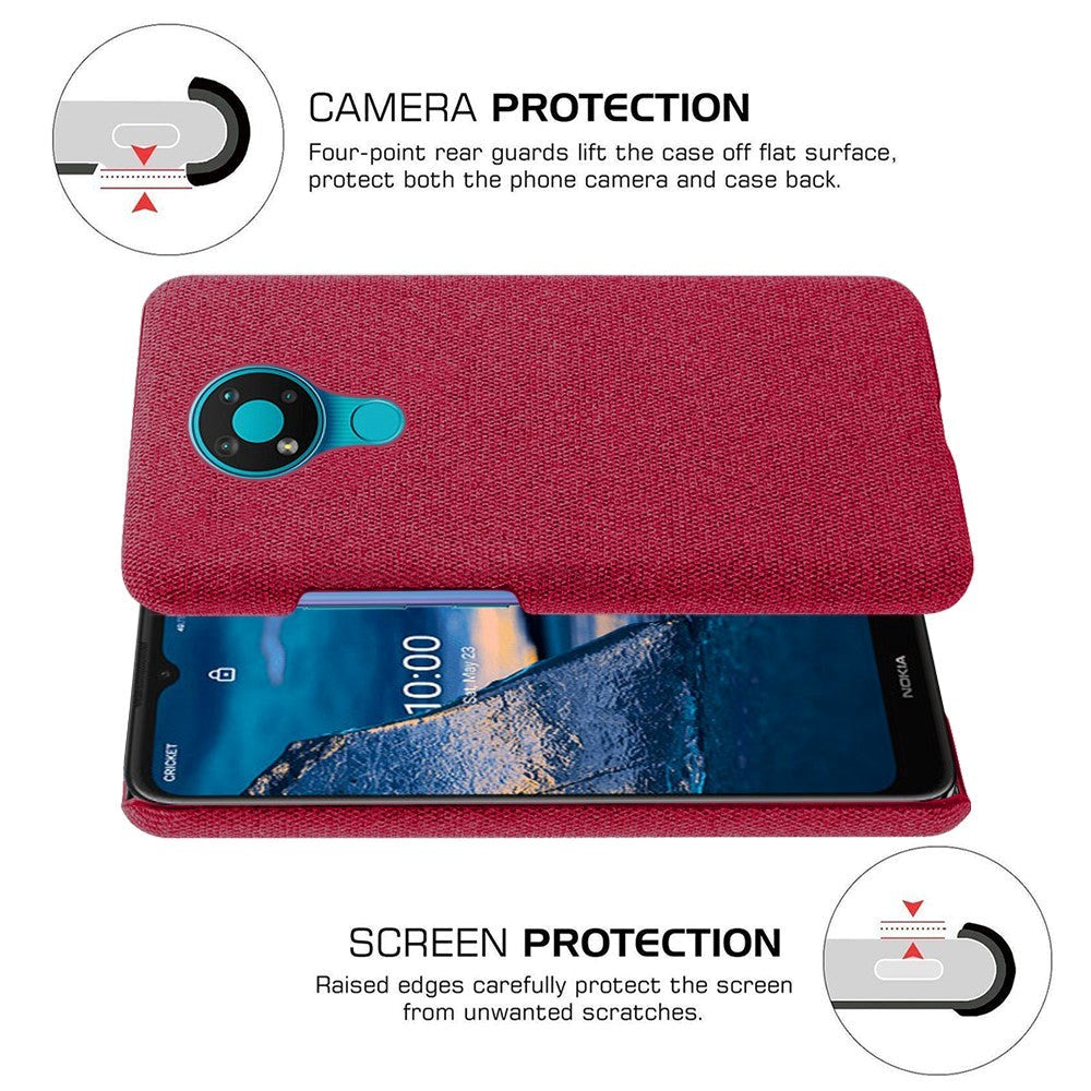 Nokia 3.4 Stofbetrukket Plastik Cover - Rød