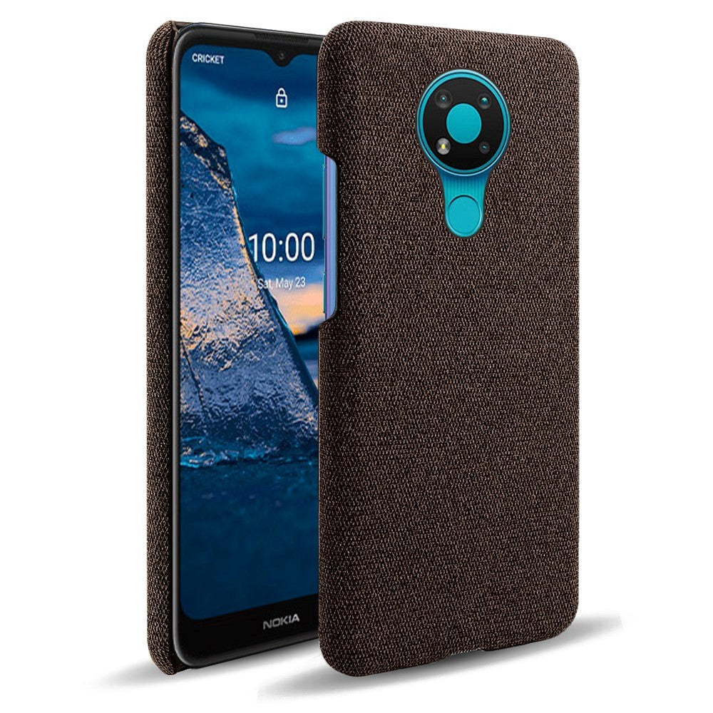 Nokia 3.4 Stofbetrukket Plastik Cover - Brun