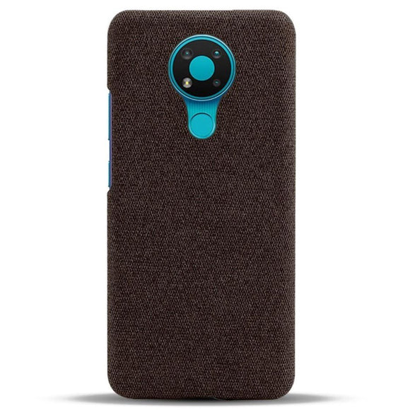 Nokia 3.4 Stofbetrukket Plastik Cover - Brun