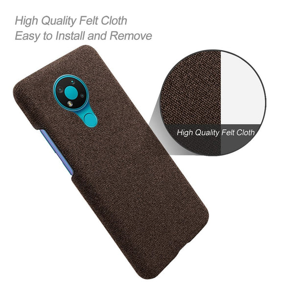Nokia 3.4 Stofbetrukket Plastik Cover - Brun