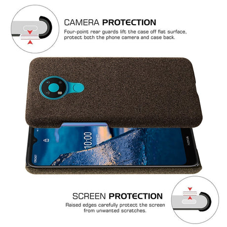 Nokia 3.4 Stofbetrukket Plastik Cover - Brun