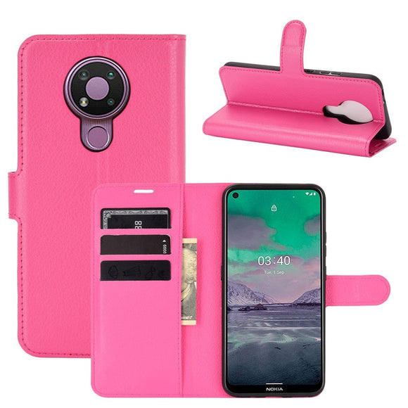 Nokia 3.4 Klassisk Læder Cover m. Pung - Rosa
