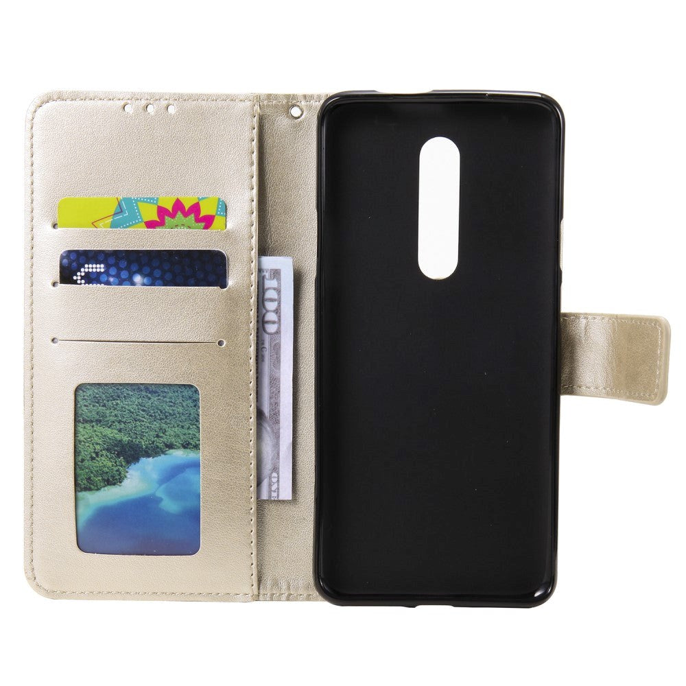 Nokia 2.4 Læder Cover m. Pung - Mandala Mønster Guld