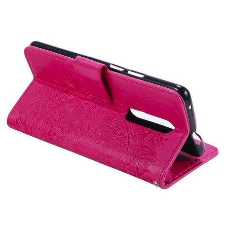 Nokia 2.4 Læder Cover m. Pung - Mandala Mønster Rose
