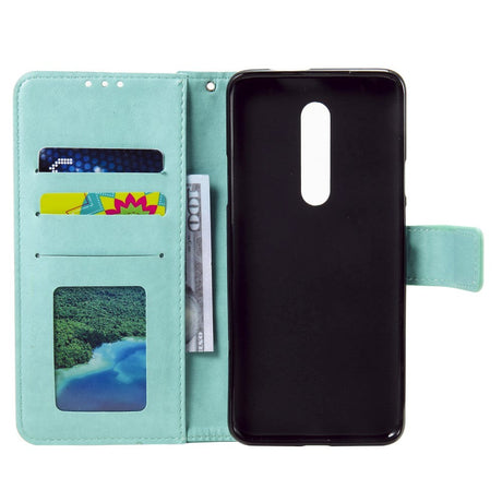 Nokia 2.4 Læder Cover m. Pung - Mandala Mønster Cyan