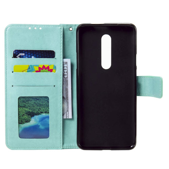 Nokia 2.4 Læder Cover m. Pung - Mandala Mønster Cyan