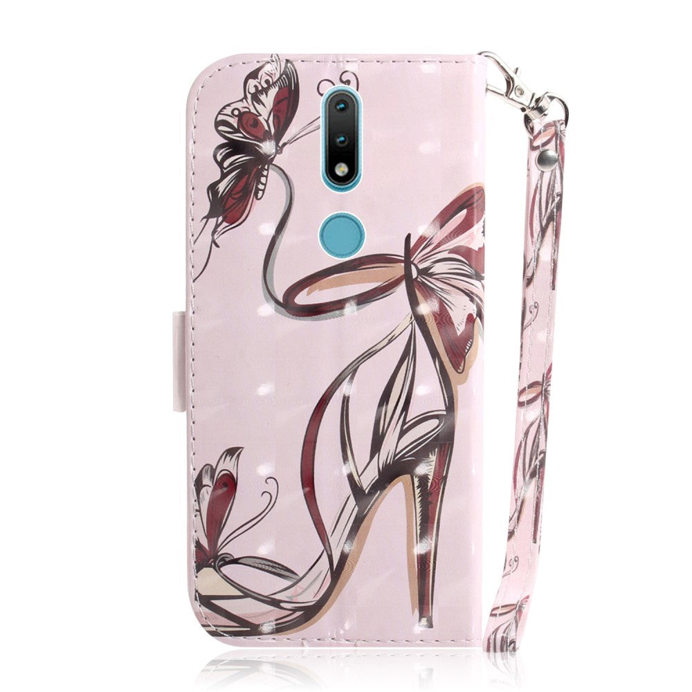 Nokia 2.4 Light Spot Læder Flip Cover - Højhælet Sandal