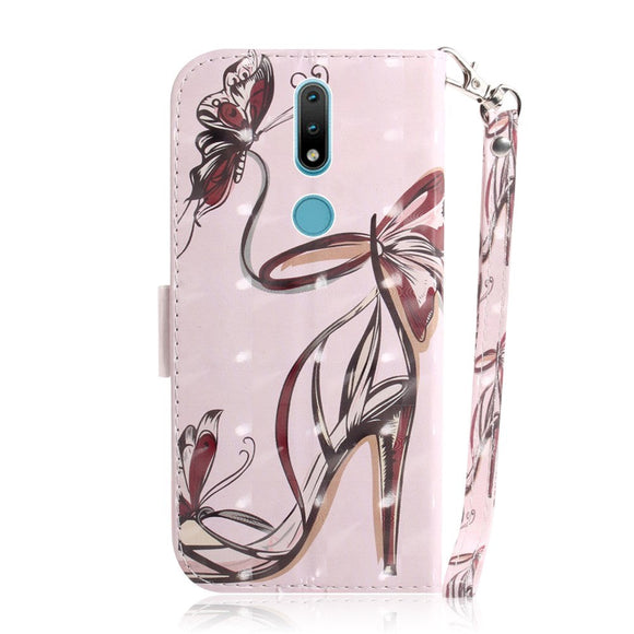 Nokia 2.4 Light Spot Læder Flip Cover - Højhælet Sandal