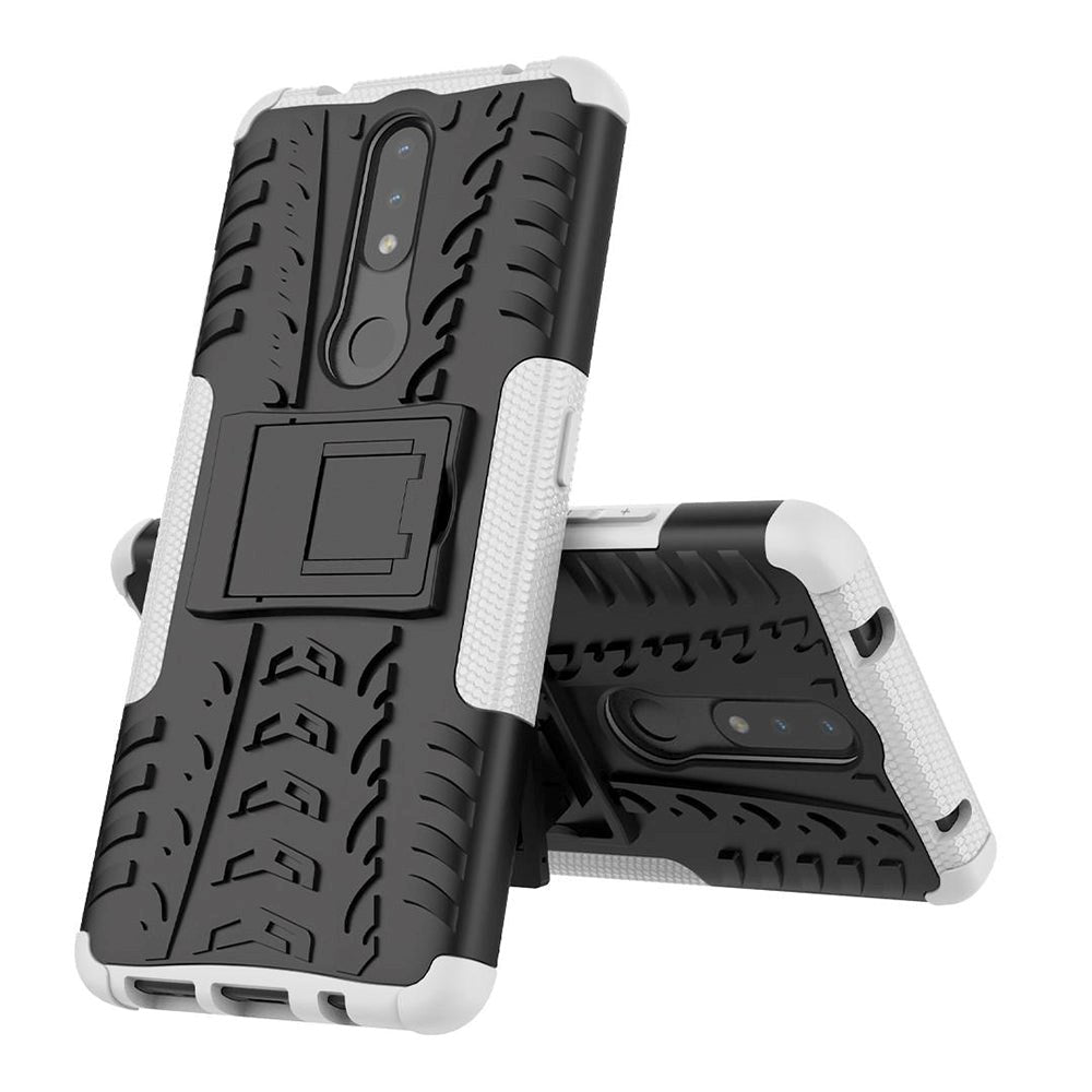 Nokia 2.4 Hybrid Håndværker Cover m. Kickstand - Sort / Hvid