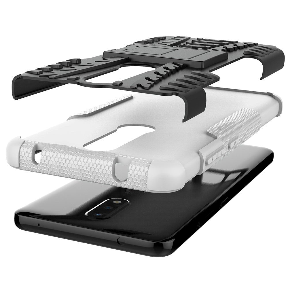 Nokia 2.4 Hybrid Håndværker Cover m. Kickstand - Sort / Hvid