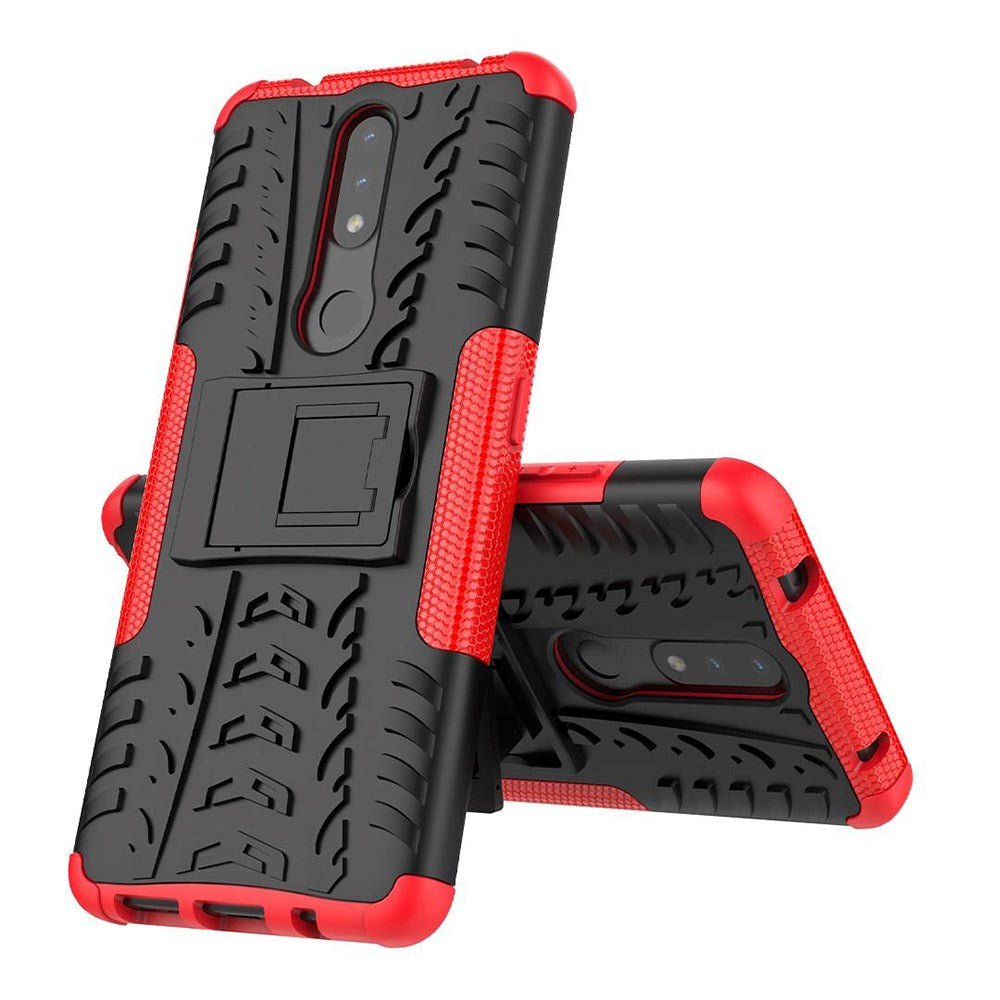 Nokia 2.4 Hybrid Håndværker Cover m. Kickstand - Sort / Rød