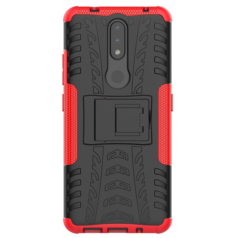Nokia 2.4 Hybrid Håndværker Cover m. Kickstand - Sort / Rød
