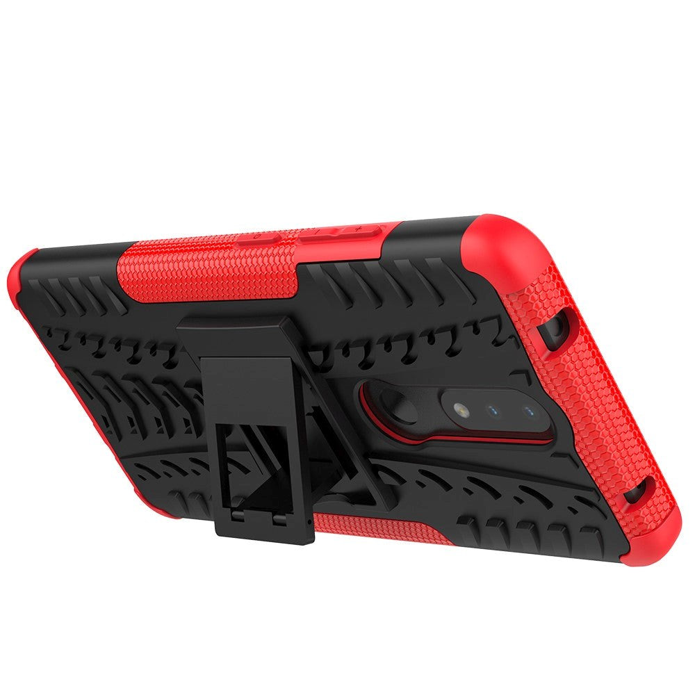 Nokia 2.4 Hybrid Håndværker Cover m. Kickstand - Sort / Rød
