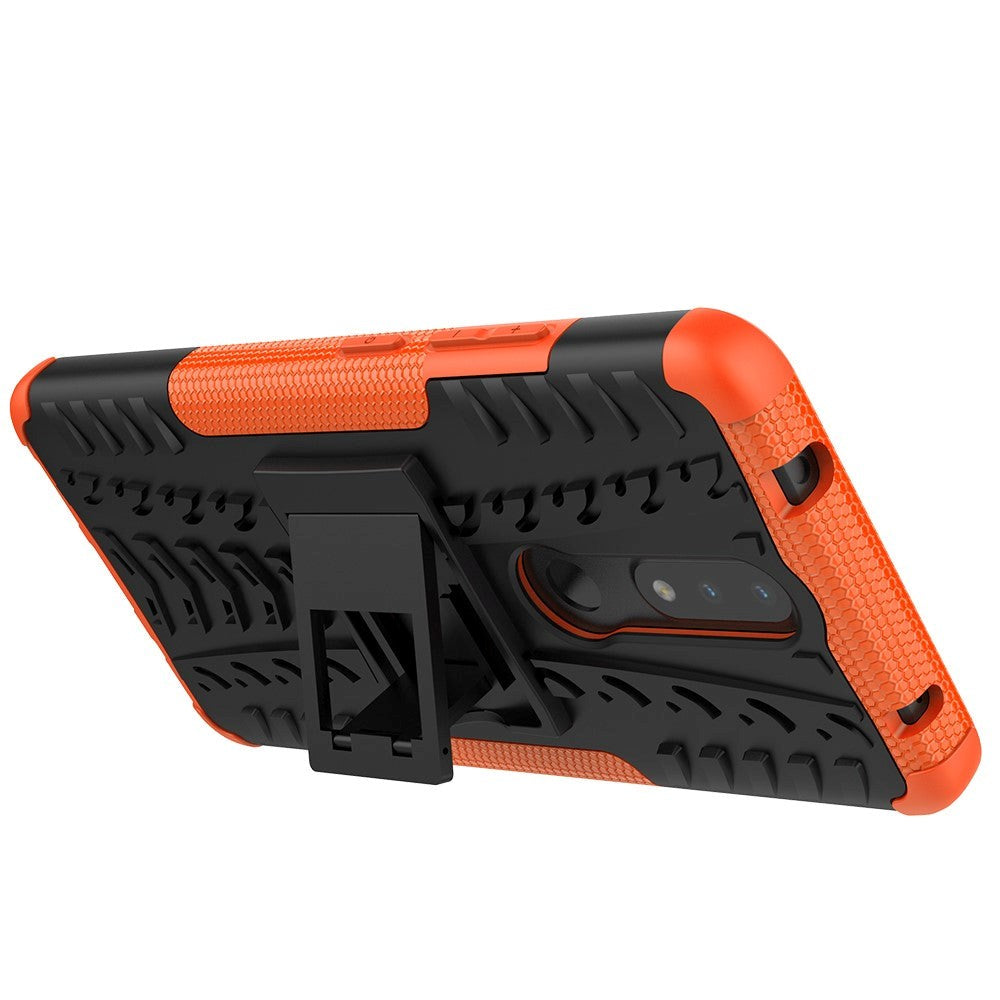 Nokia 2.4 Hybrid Håndværker Cover m. Kickstand - Sort / Orange