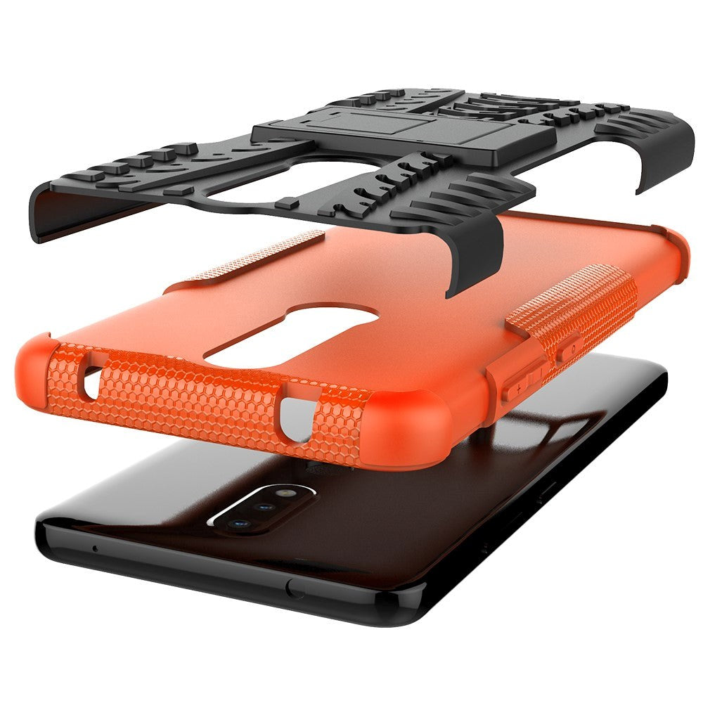 Nokia 2.4 Hybrid Håndværker Cover m. Kickstand - Sort / Orange