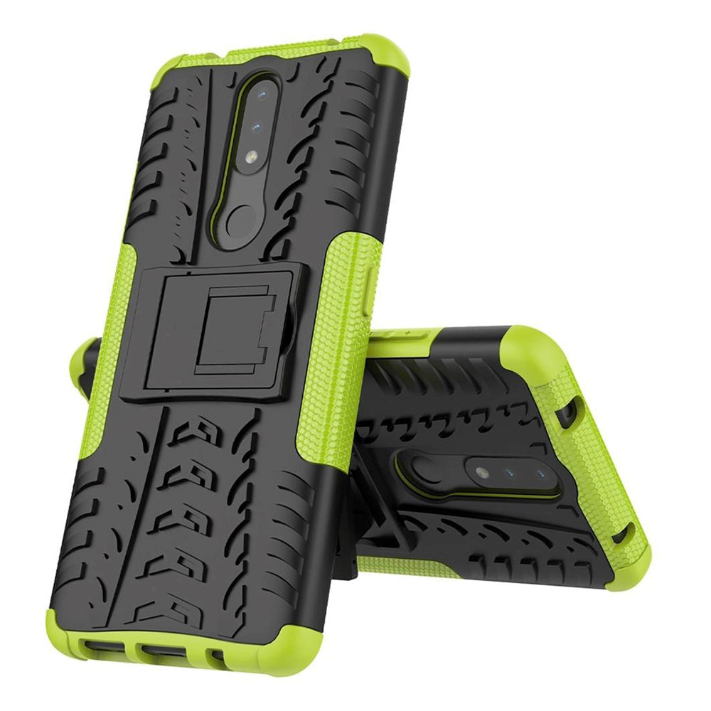 Nokia 2.4 Hybrid Håndværker Cover m. Kickstand - Sort / Grøn