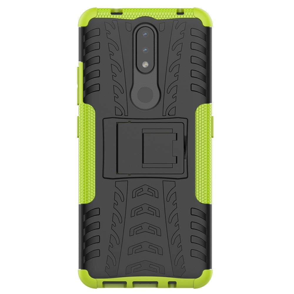 Nokia 2.4 Hybrid Håndværker Cover m. Kickstand - Sort / Grøn