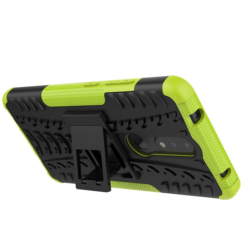 Nokia 2.4 Hybrid Håndværker Cover m. Kickstand - Sort / Grøn