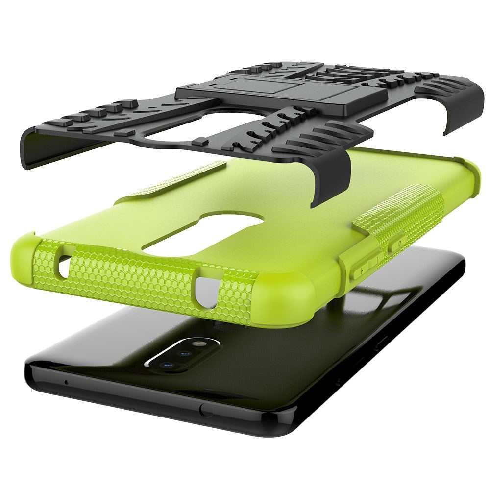 Nokia 2.4 Hybrid Håndværker Cover m. Kickstand - Sort / Grøn