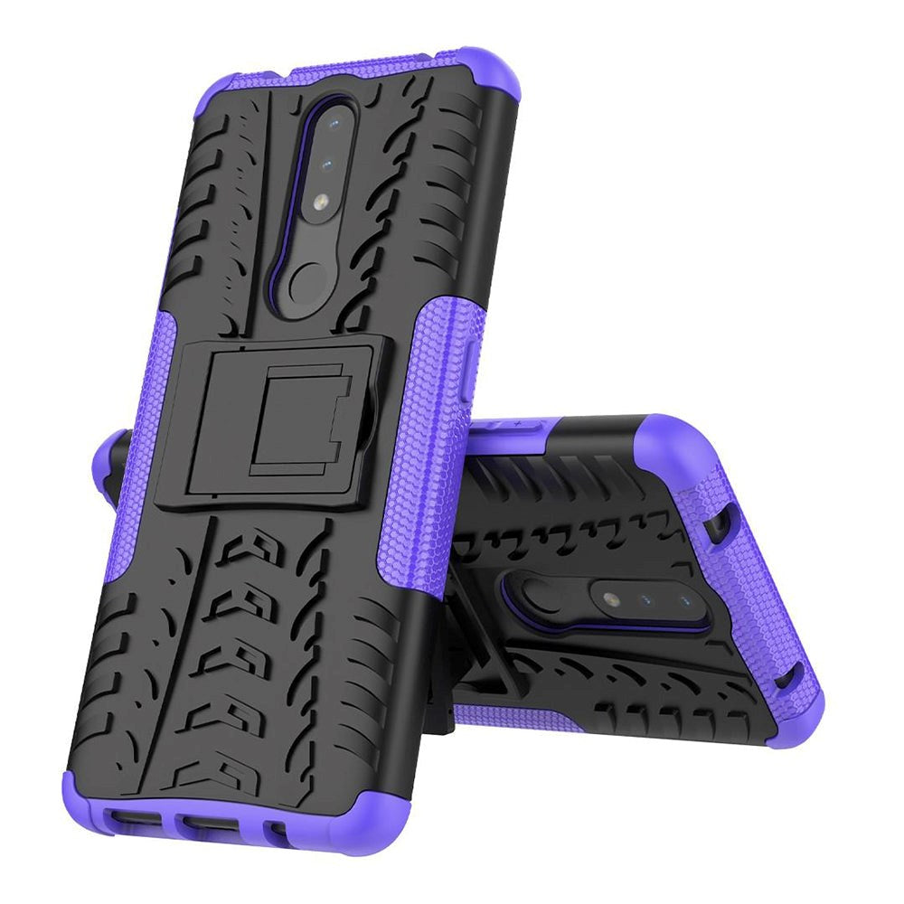 Nokia 2.4 Hybrid Håndværker Cover m. Kickstand - Sort / Lilla