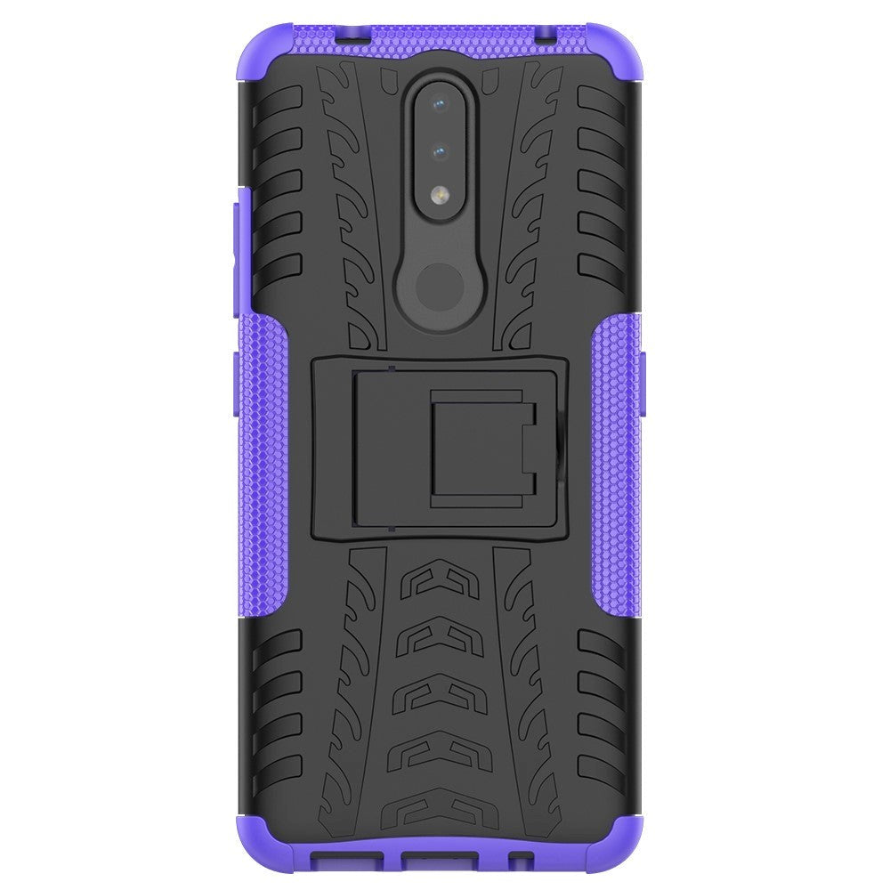 Nokia 2.4 Hybrid Håndværker Cover m. Kickstand - Sort / Lilla