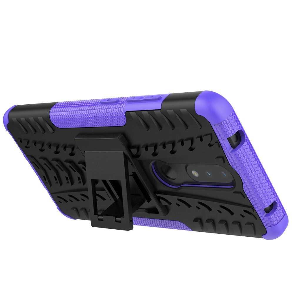 Nokia 2.4 Hybrid Håndværker Cover m. Kickstand - Sort / Lilla