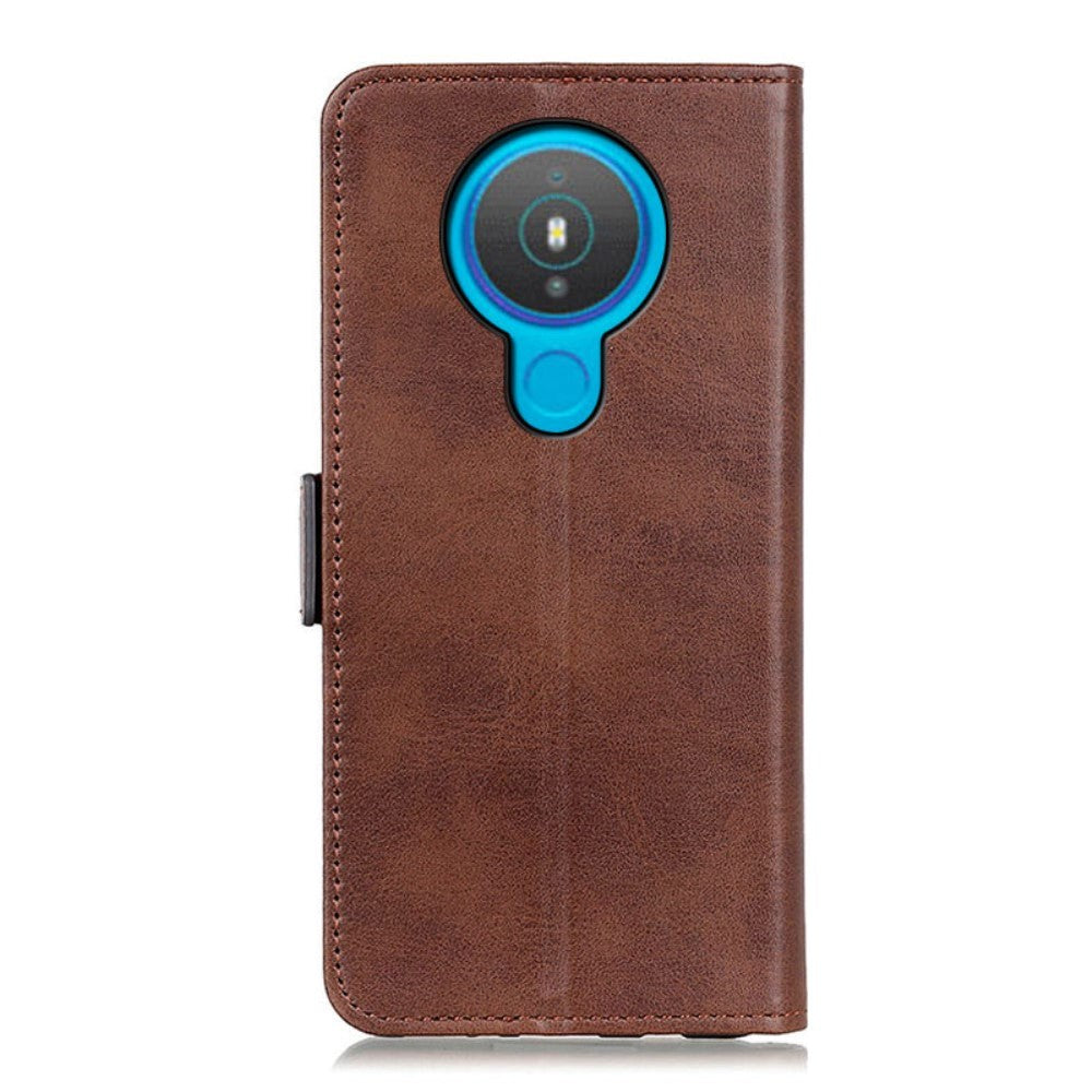 Nokia 1.4 Blødt Læder Cover m. Pung - Mørkebrun