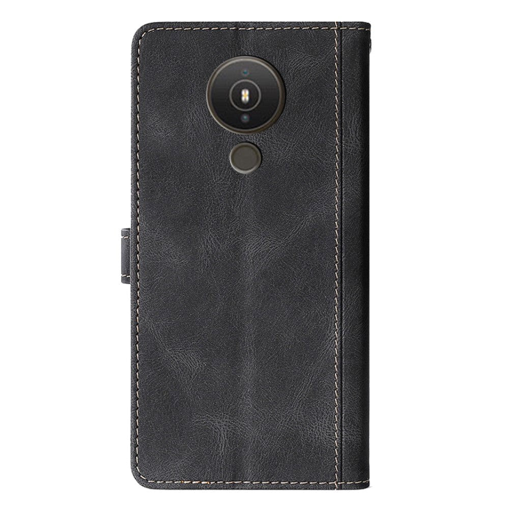 Nokia 1.4 Rustikt Tofarvet Læder Cover m. Pung - Sort / Grøn