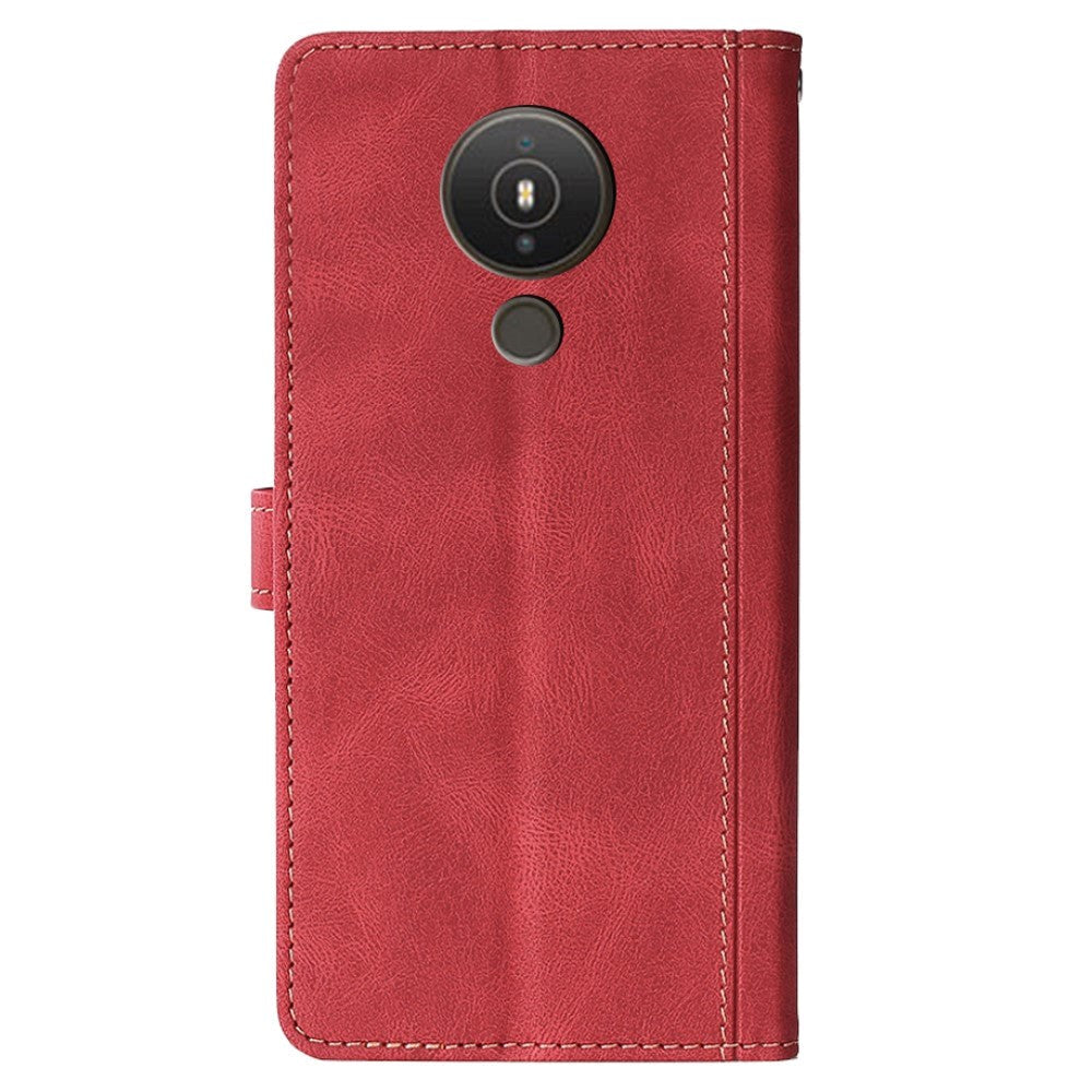 Nokia 1.4 Rustikt Tofarvet Læder Cover m. Pung - Rød / Sort