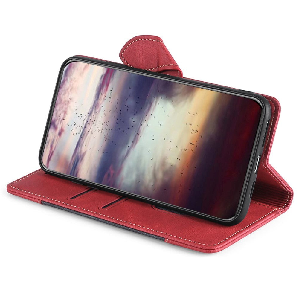 Nokia 1.4 Rustikt Tofarvet Læder Cover m. Pung - Rød / Sort
