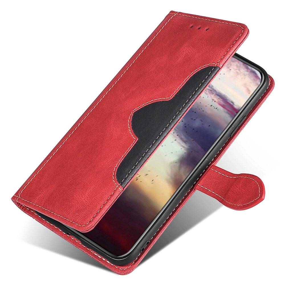 Nokia 1.4 Rustikt Tofarvet Læder Cover m. Pung - Rød / Sort