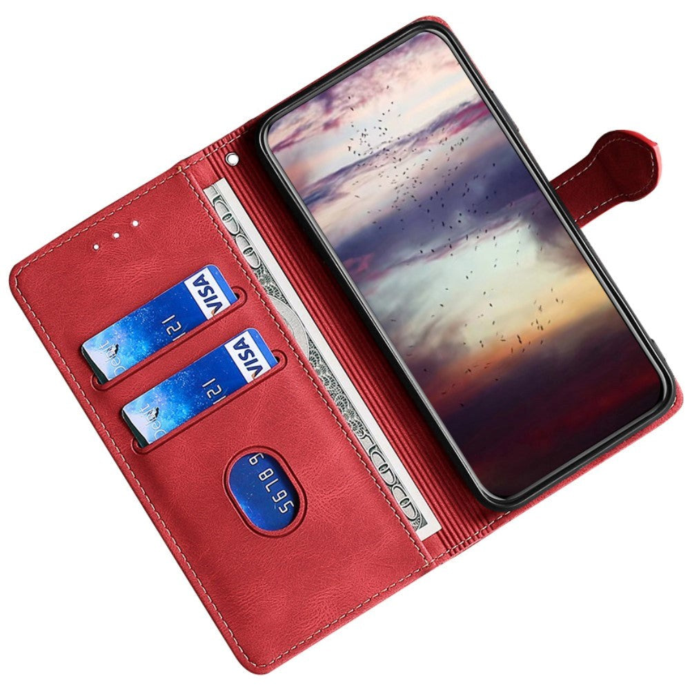Nokia 1.4 Rustikt Tofarvet Læder Cover m. Pung - Rød / Sort