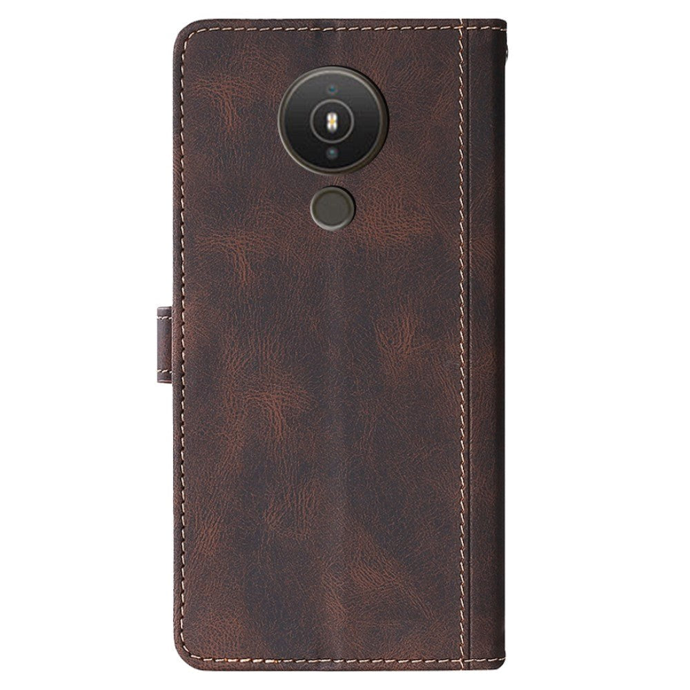 Nokia 1.4 Rustikt Tofarvet Læder Cover m. Pung - Mørkebrun / Brun