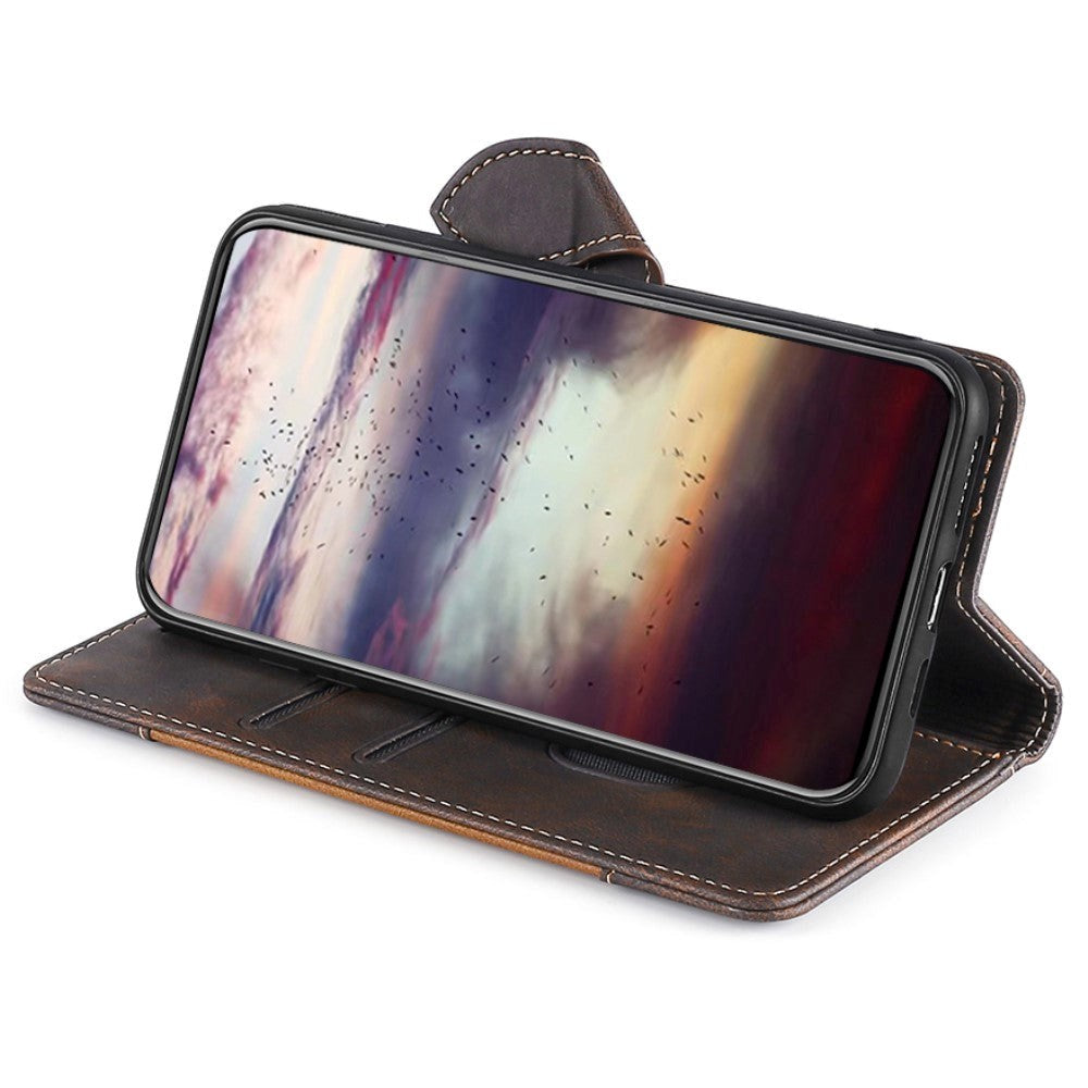 Nokia 1.4 Rustikt Tofarvet Læder Cover m. Pung - Mørkebrun / Brun