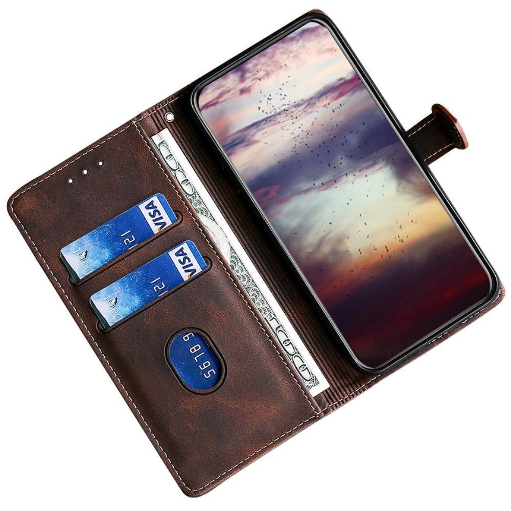 Nokia 1.4 Rustikt Tofarvet Læder Cover m. Pung - Mørkebrun / Brun