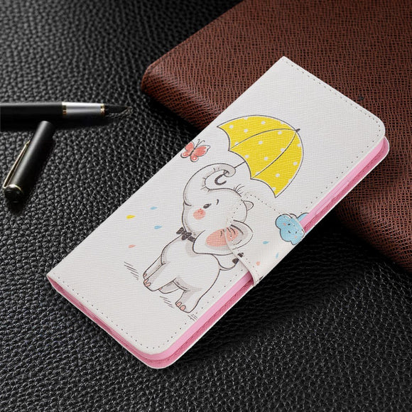 Nokia 1.4 Læder Cover m. Pung - Elefant med Paraply