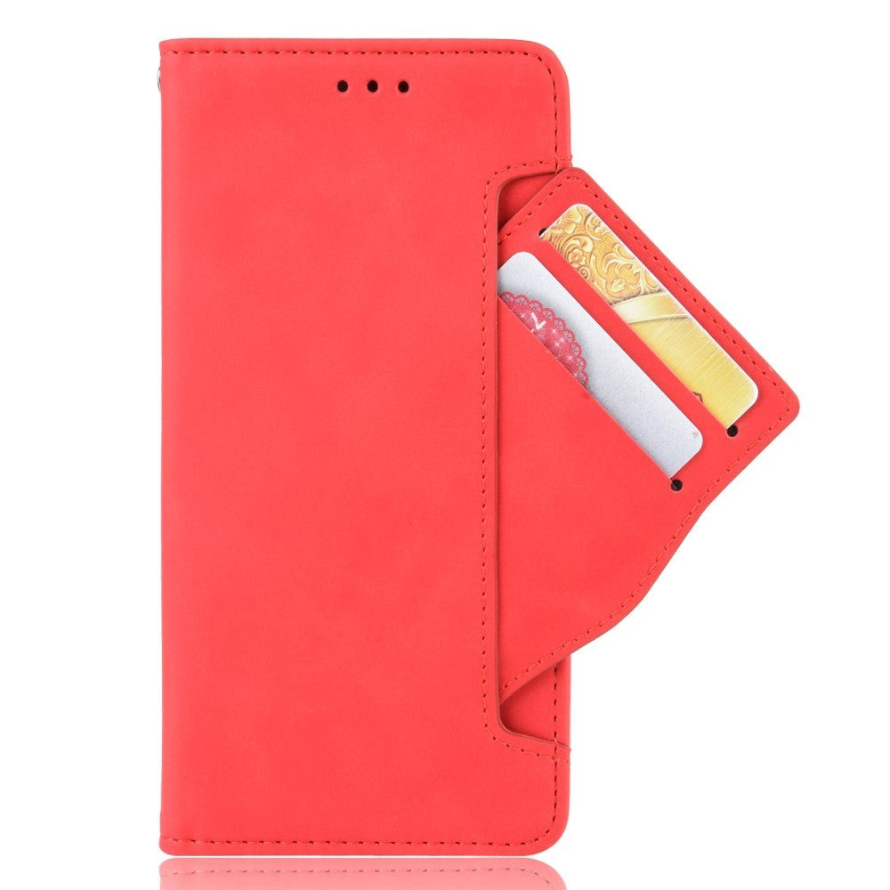 Nokia 1.4 Læder Cover m. Stander / Kortholder & Ekstra Kortlomme - Rød