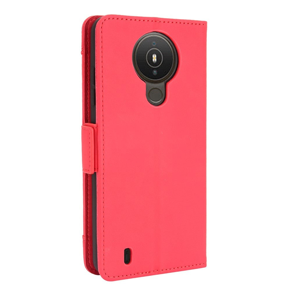 Nokia 1.4 Læder Cover m. Stander / Kortholder & Ekstra Kortlomme - Rød