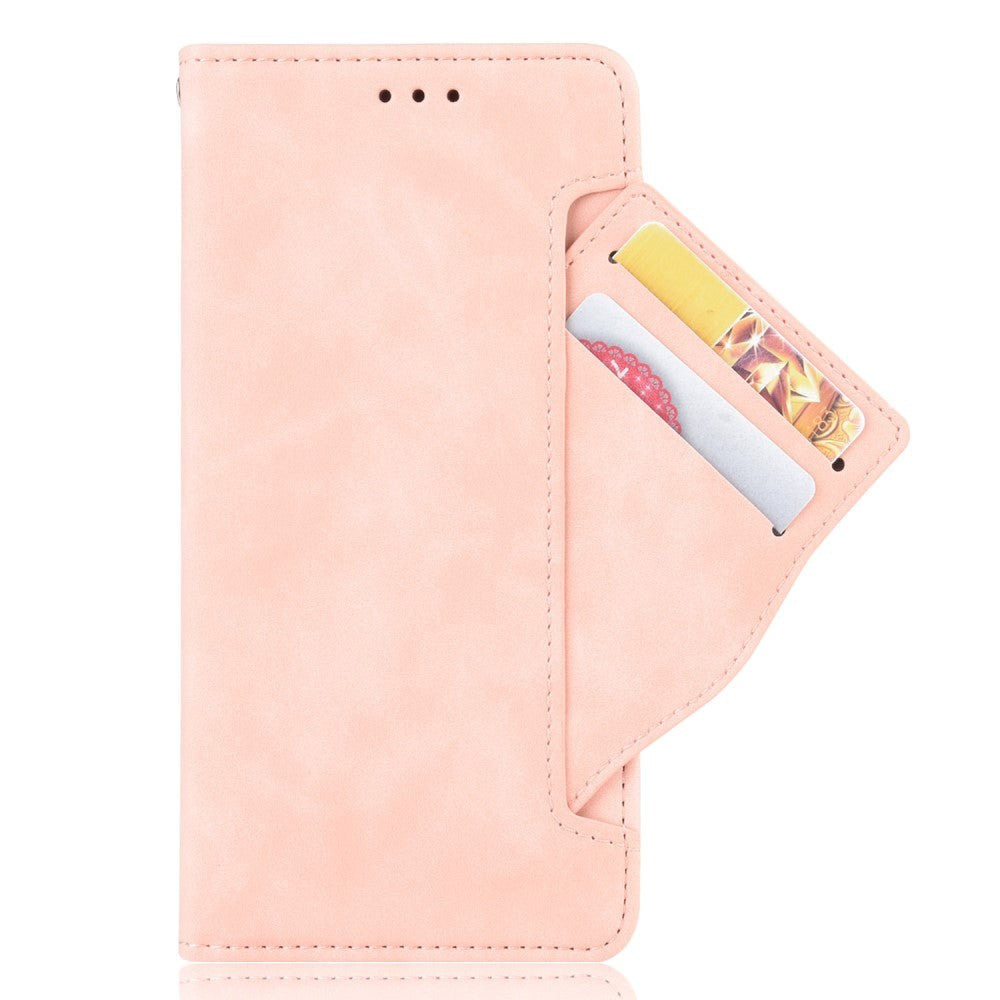 Nokia 1.4 Læder Cover m. Stander / Kortholder & Ekstra Kortlomme - Lyserød