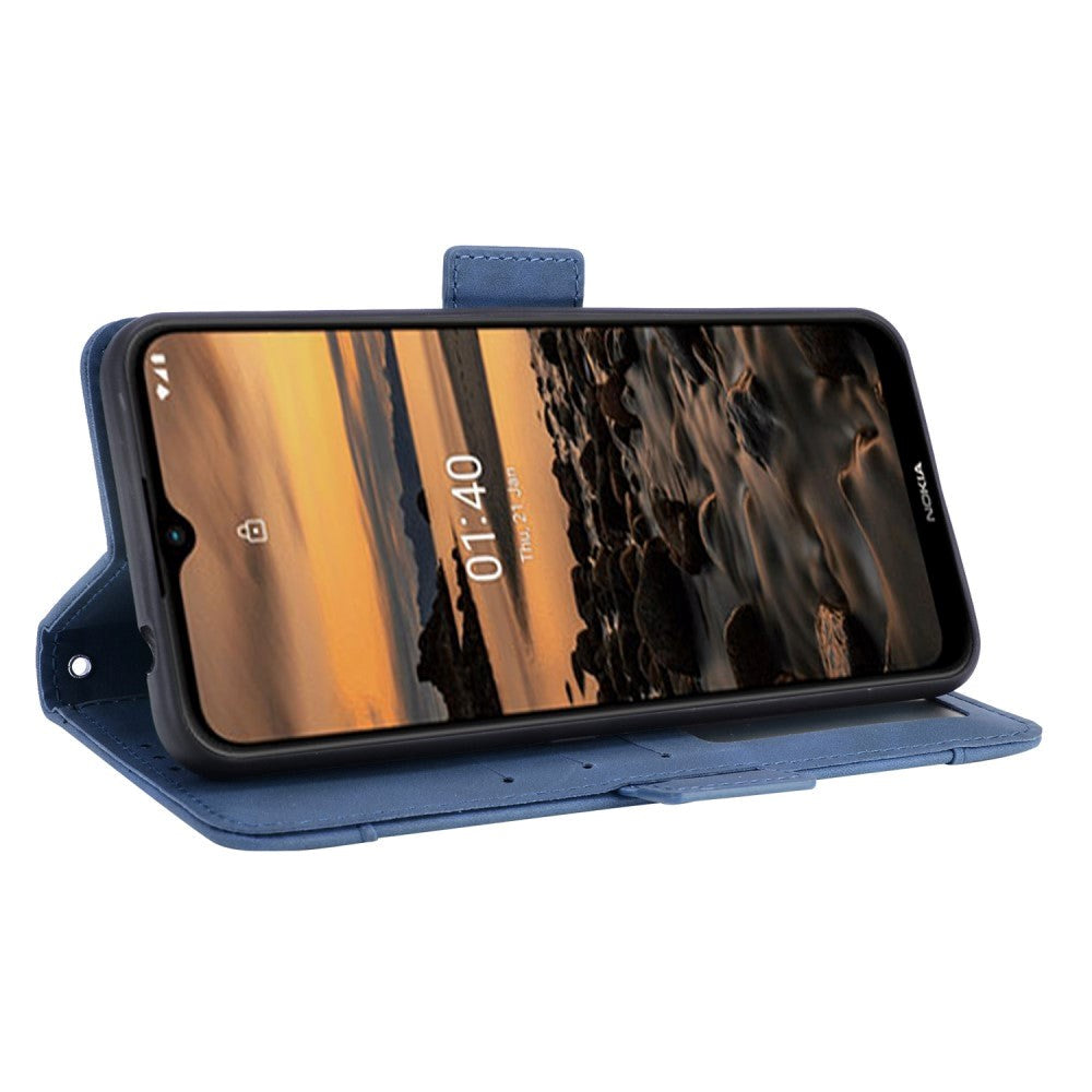 Nokia 1.4 Læder Cover m. Stander / Kortholder & Ekstra Kortlomme - Blå