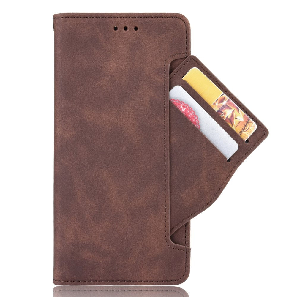 Nokia 1.4 Læder Cover m. Stander / Kortholder & Ekstra Kortlomme - Brun